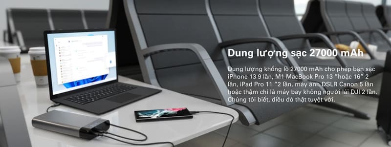Pin dự phòng Hyperjuice 27000mAh Battery 245W, 4 USB-C – HJ245B (9)