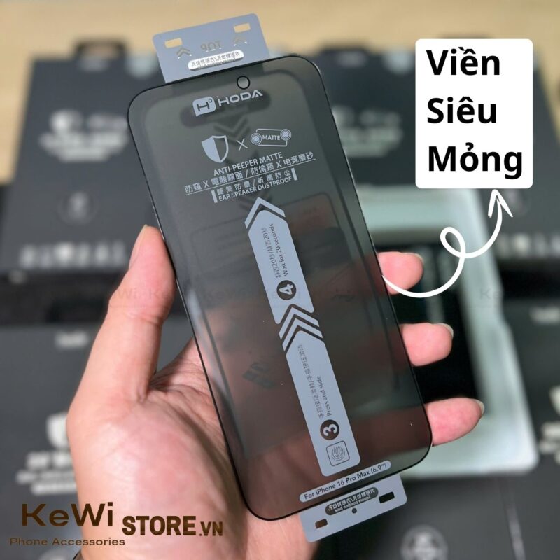 Kính Cường Lực Hoda iPhone 16 Series Chống Nhìn Trộm x Chống Vân Tay 2 in 1