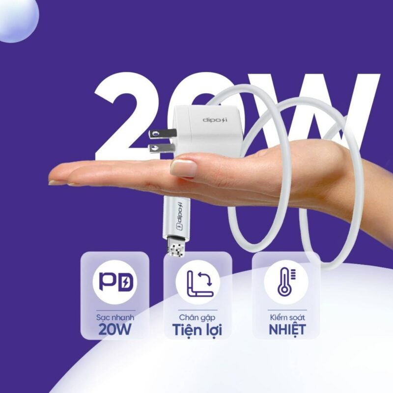 Bộ Sạc Củ Kèm Cáp Sạc DIPOSI PD20W