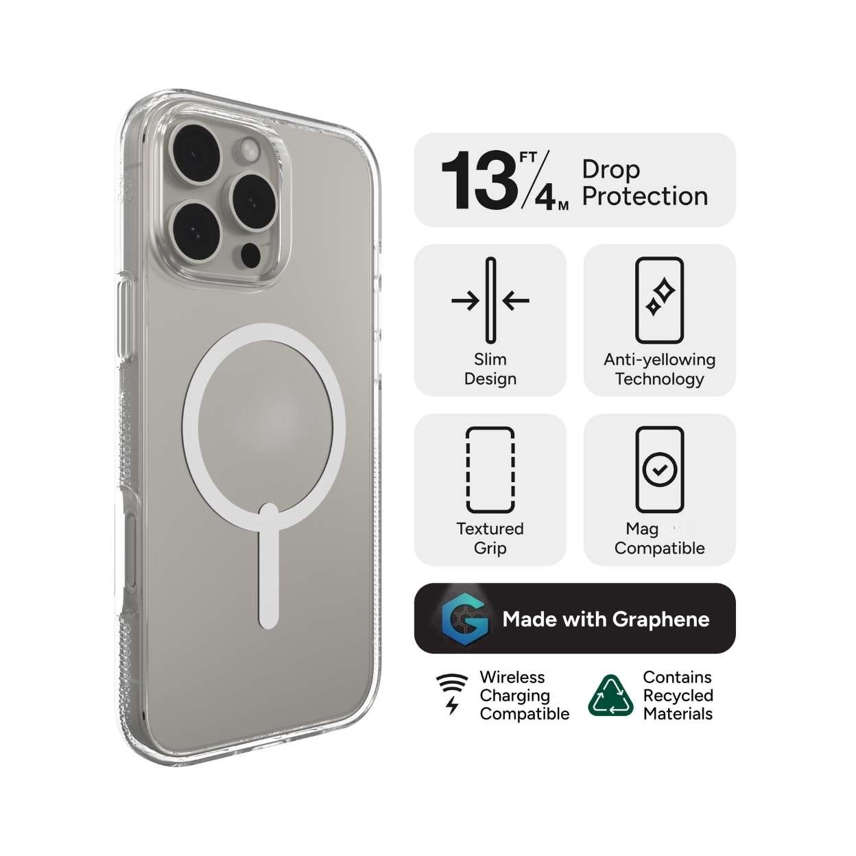 Ốp Lưng ZAGG Crystal Palace Snap iPhone 16 Series Sạc MagSafe