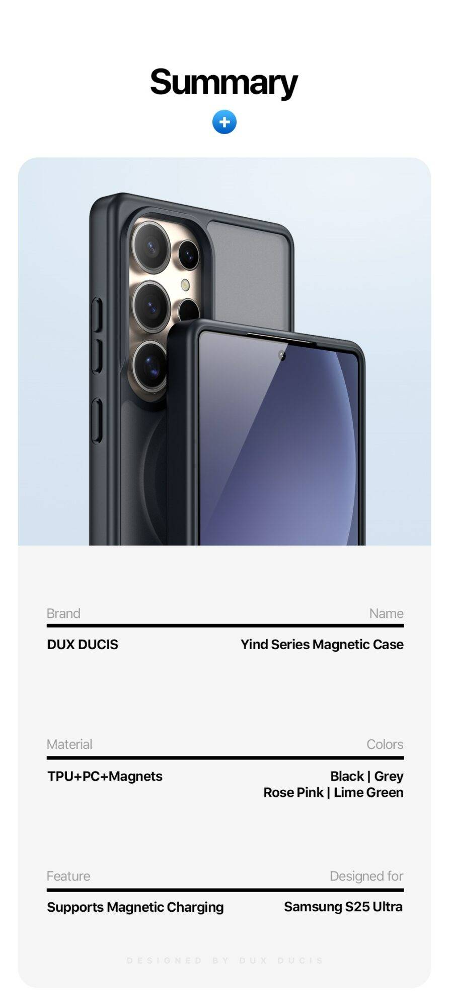 Ốp Lưng Dux Ducis Samsung Galaxy S25 Ultra YIND Series Chống Bám Vân Tay, Sạc Magsafe