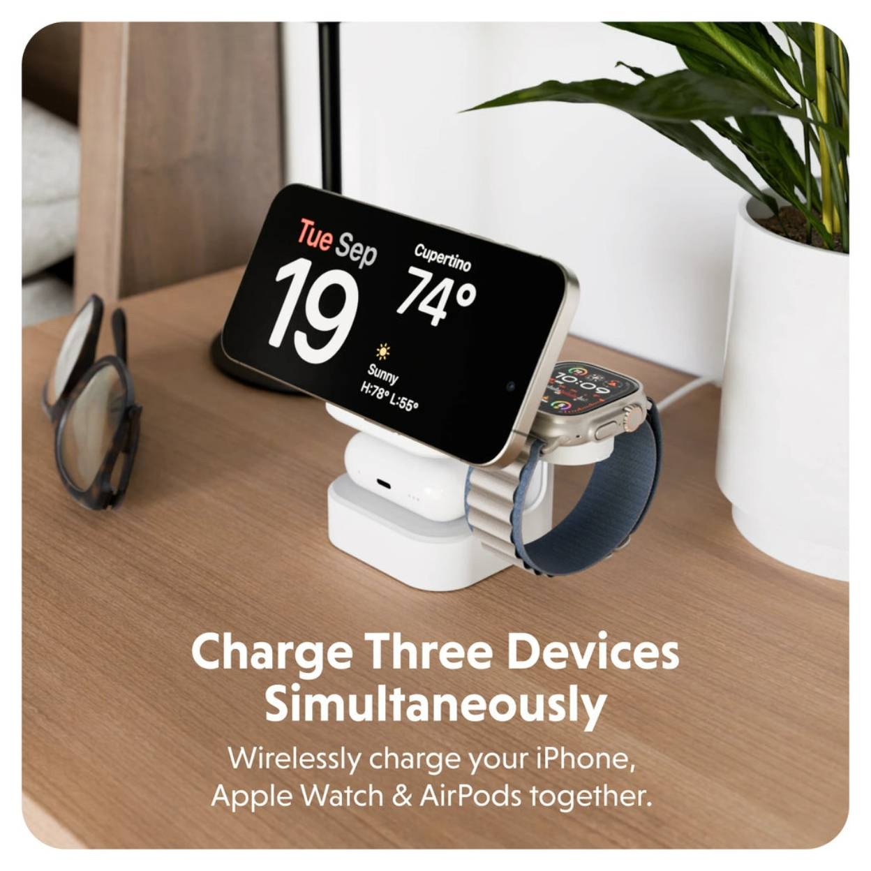 Bộ Sạc Không Dây HyperJuice Qi2 3 in 1 Magnetic Charging Stand - HJ3320WHGL