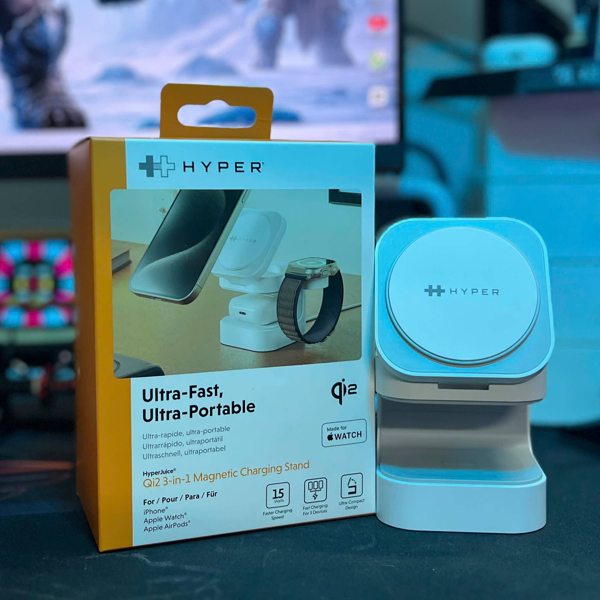 Bộ Sạc Không Dây HyperJuice Qi2 3 in 1 Magnetic Charging Stand