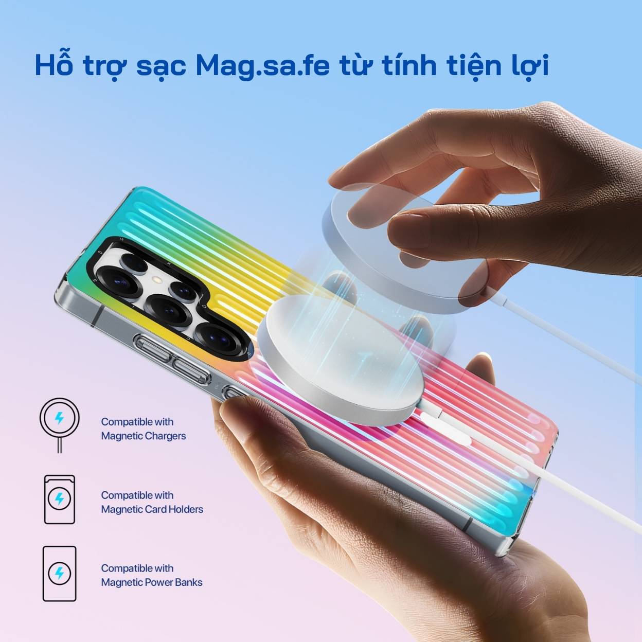 Ốp lưng Dux Ducis Zest Series cho Samsung Galaxy S25 Ultra hỗ trợ sạc MagSafe, thiết kế chuyển màu gradient, chống sốc và chống ố vàng