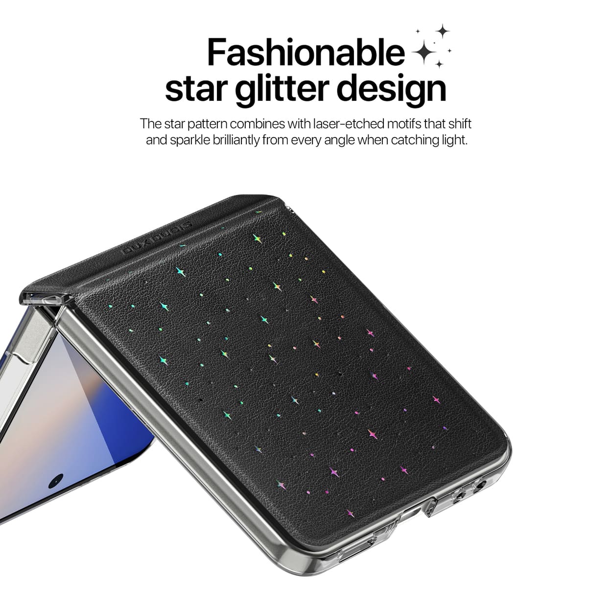 Ốp lưng Samsung Z Flip7 Dux Ducis STEX da PU ánh sao từ tính