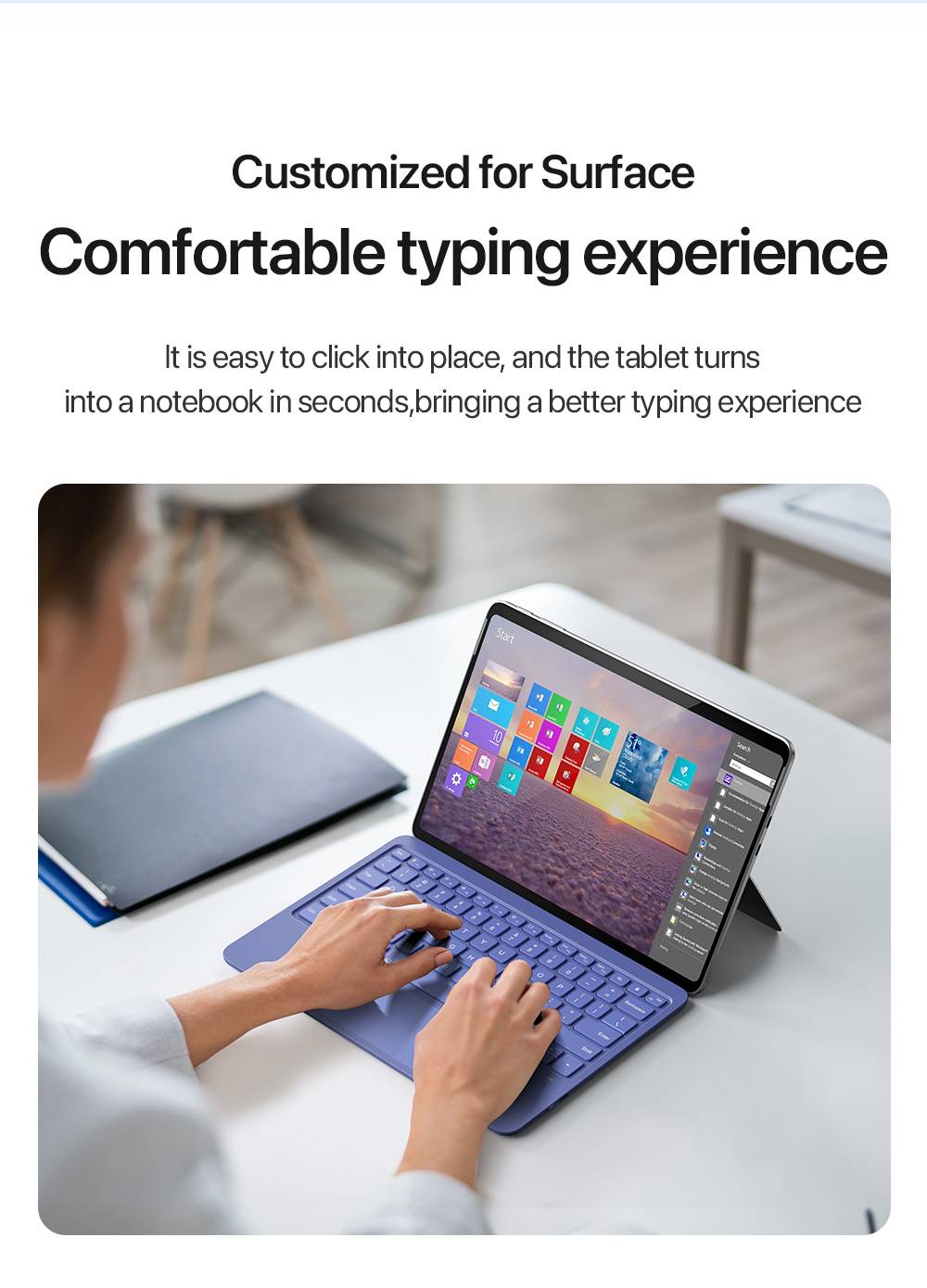 Bàn phím Bluetooth Surface Pro 12 Dux Ducis CK Pro Series có đèn nền 7 màu và touchpad lớn