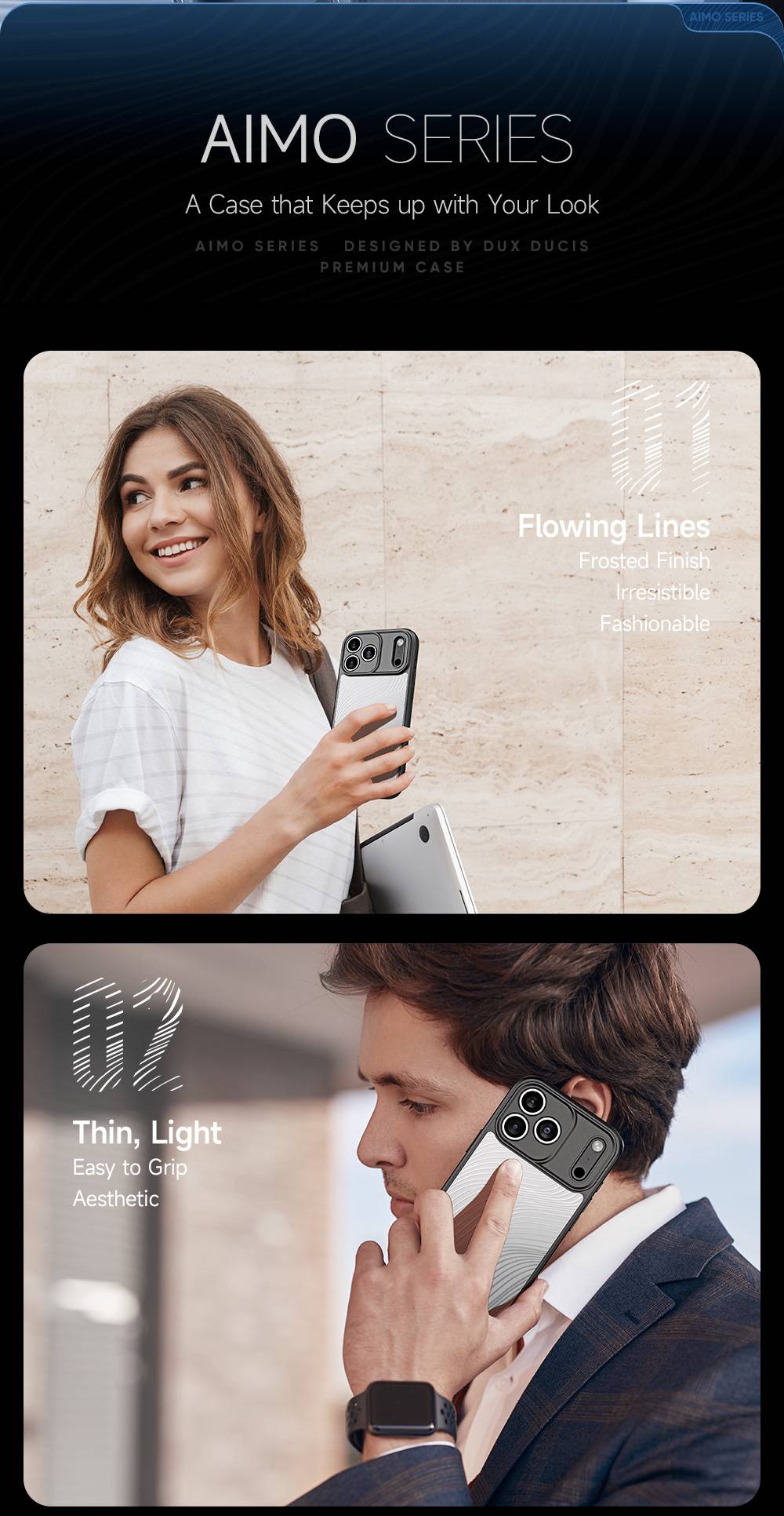 Ốp lưng Dux Ducis AIMO Series cho iPhone 17 / 17 Air / 17 Pro / 17 Pro Max – chống sốc, chống vân tay, chống ố vàng