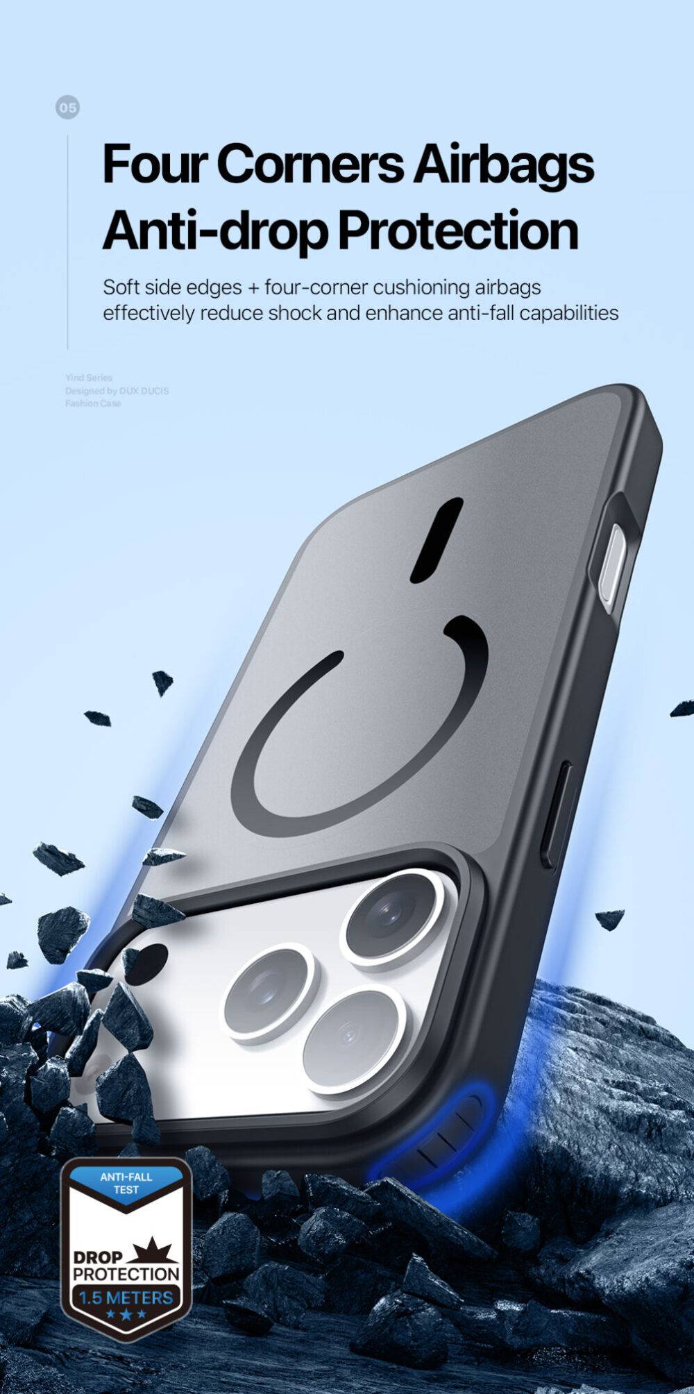 Ốp lưng iPhone 17 Series Magnetic Dux Ducis YIND chống vân tay, chống sốc, viền nhô bảo vệ camera