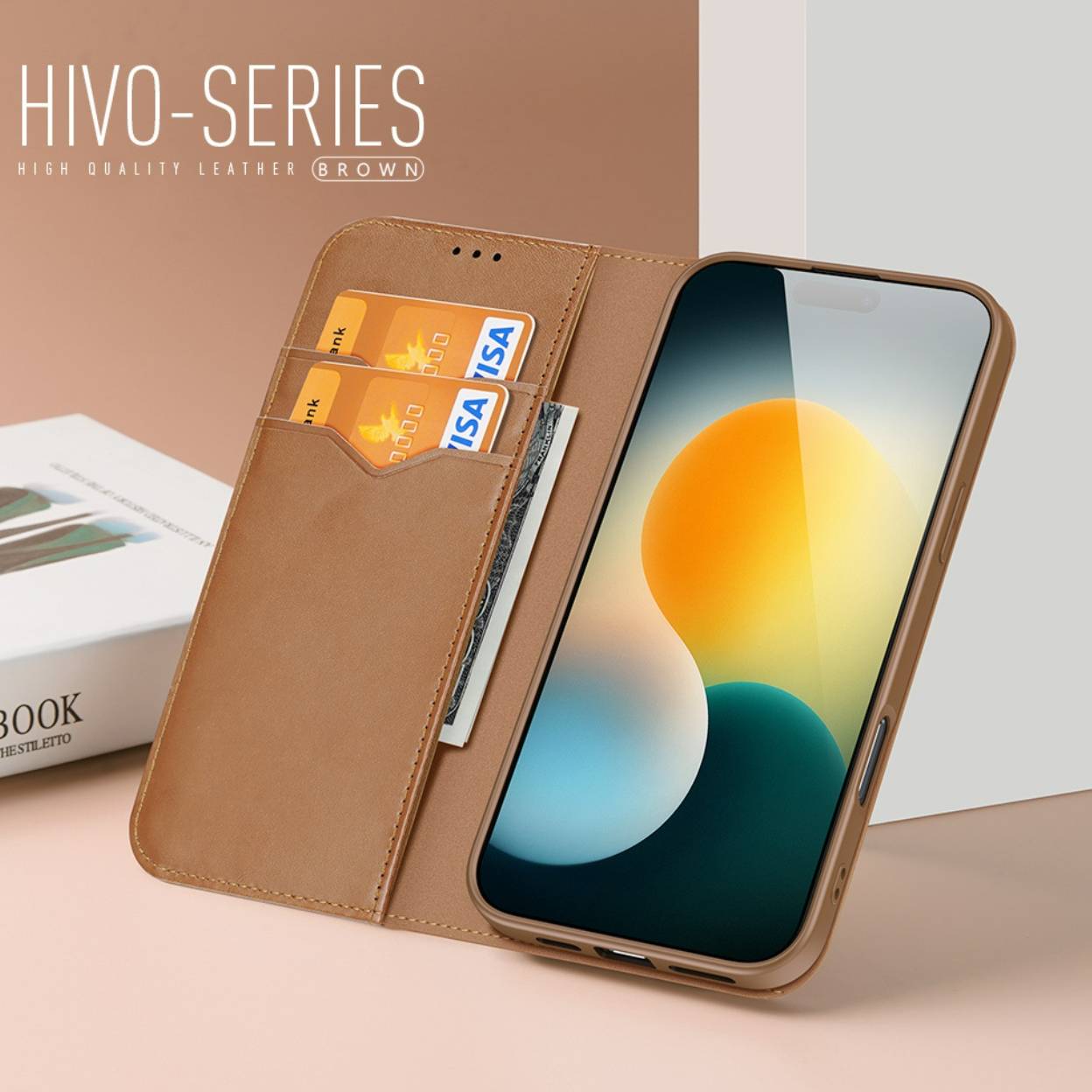Bao da Dux Ducis HIVO iPhone 17 Series chặn RFID, chống sốc, chân đế, viền camera 3mm