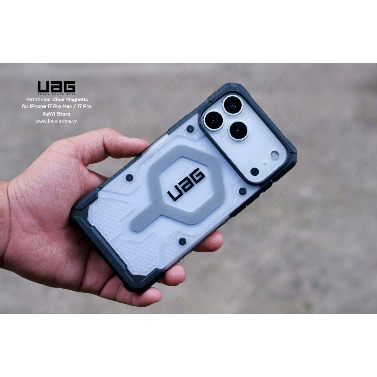 Ốp lưng UAG Pathfinder Clear Magnetic cho iPhone 17 Pro Max/17 Pro, chống sốc MIL-SPEC, tương thích MagSafe