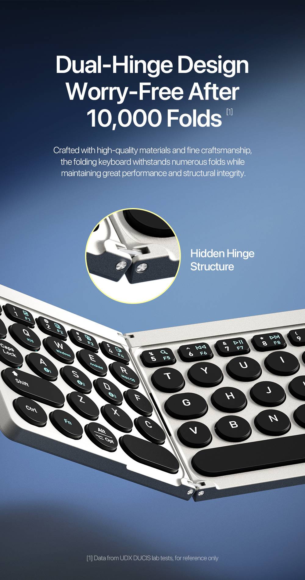 Bàn phím gấp ba DUX DUCIS OK Flip Series có touchpad, Tri-Fold, Bluetooth 5.2