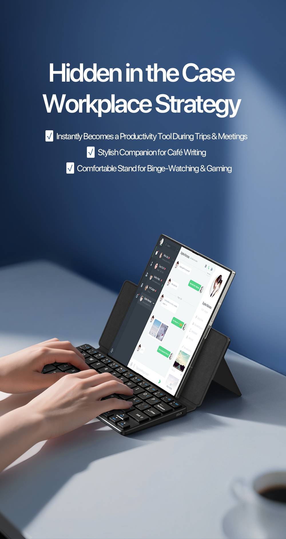 Bàn phím mini DUX DUCIS OK Series Bluetooth gập gọn 3 trong 1
