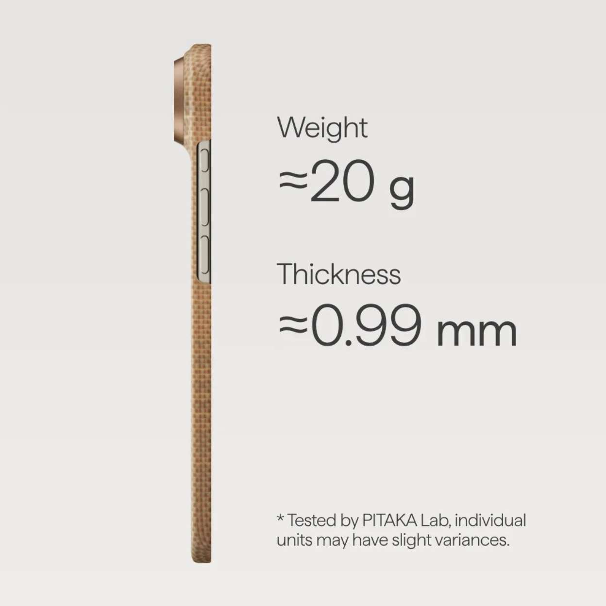 Ốp lưng Pitaka iPhone Air Ultra Slim với PitaTap, hỗ trợ MagSafe, hoàn thiện sợi aramid màu Gold và Blue