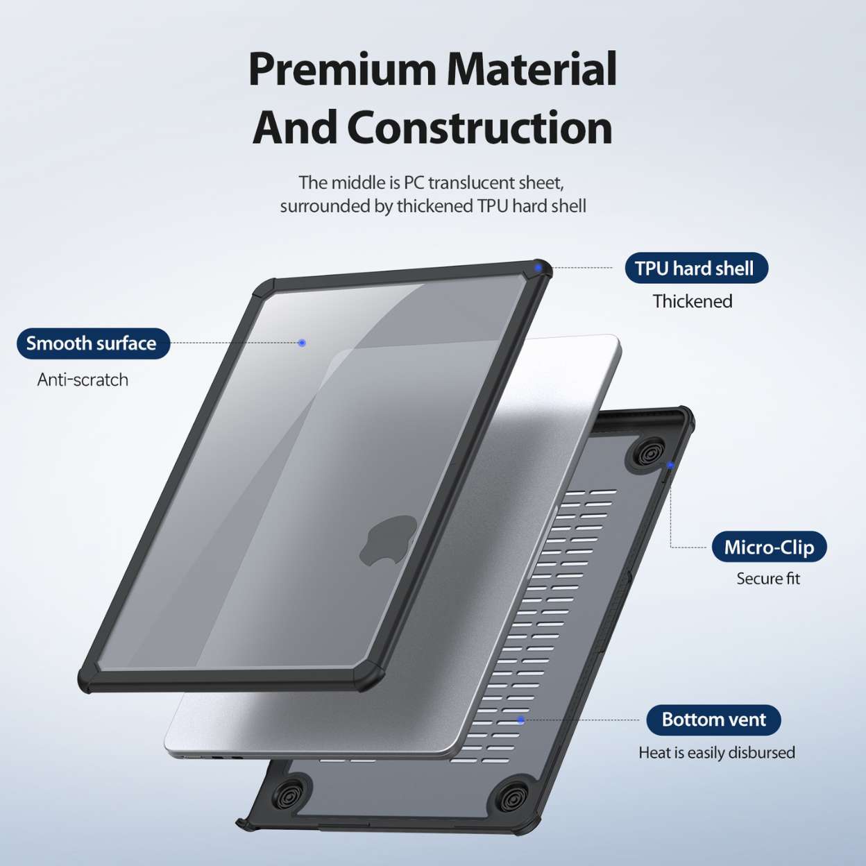 Ốp lưng chống sốc MacBook Dux Ducis LCGM trong suốt 2 mảnh