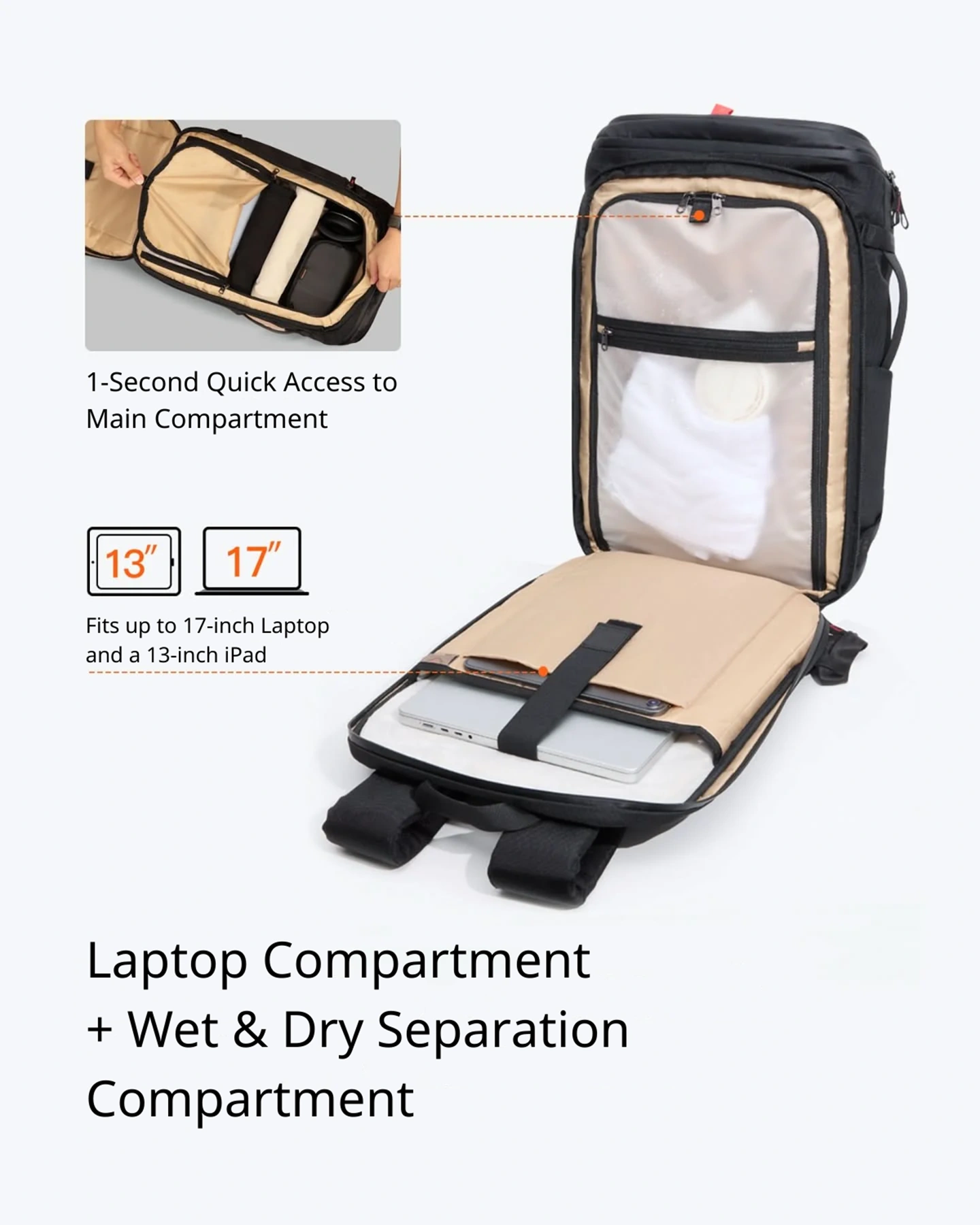 Balo du lịch Inateck 40L BPX31 chuẩn hành lý cabin laptop 17 inch