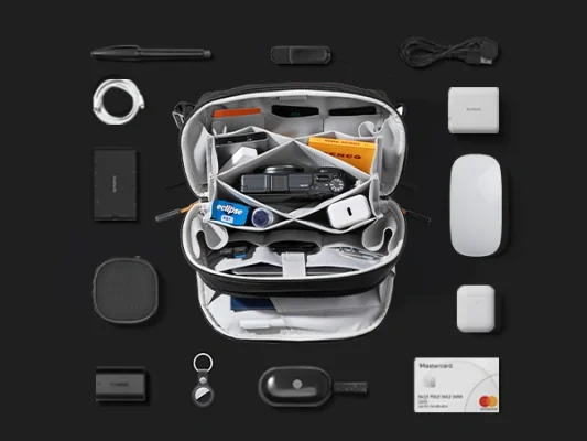 Túi đựng phụ kiện Inateck Travel Electronic Accessory Bag AB03010 mở phẳng 180 độ