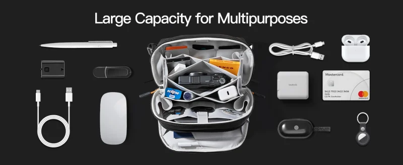 Túi đựng phụ kiện Inateck Travel Electronic Accessory Bag AB03010 mở phẳng 180 độ
