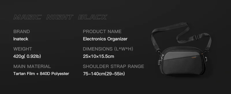 Túi đựng phụ kiện Inateck Travel Electronic Accessory Bag AB03010 mở phẳng 180 độ