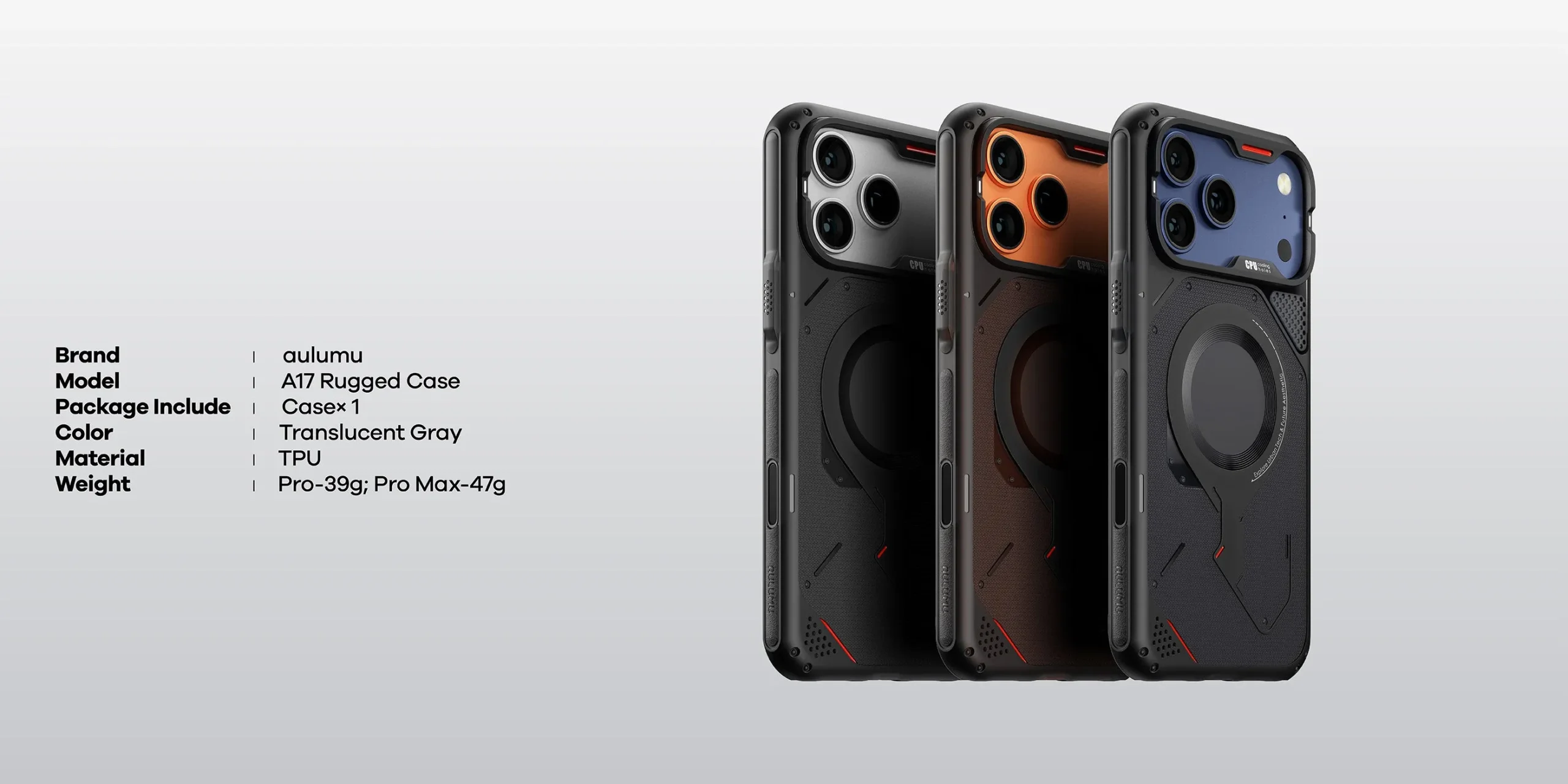 ốp lưng aulumu iphone 17 rugged case chống sốc tpu tản nhiệt magnetic