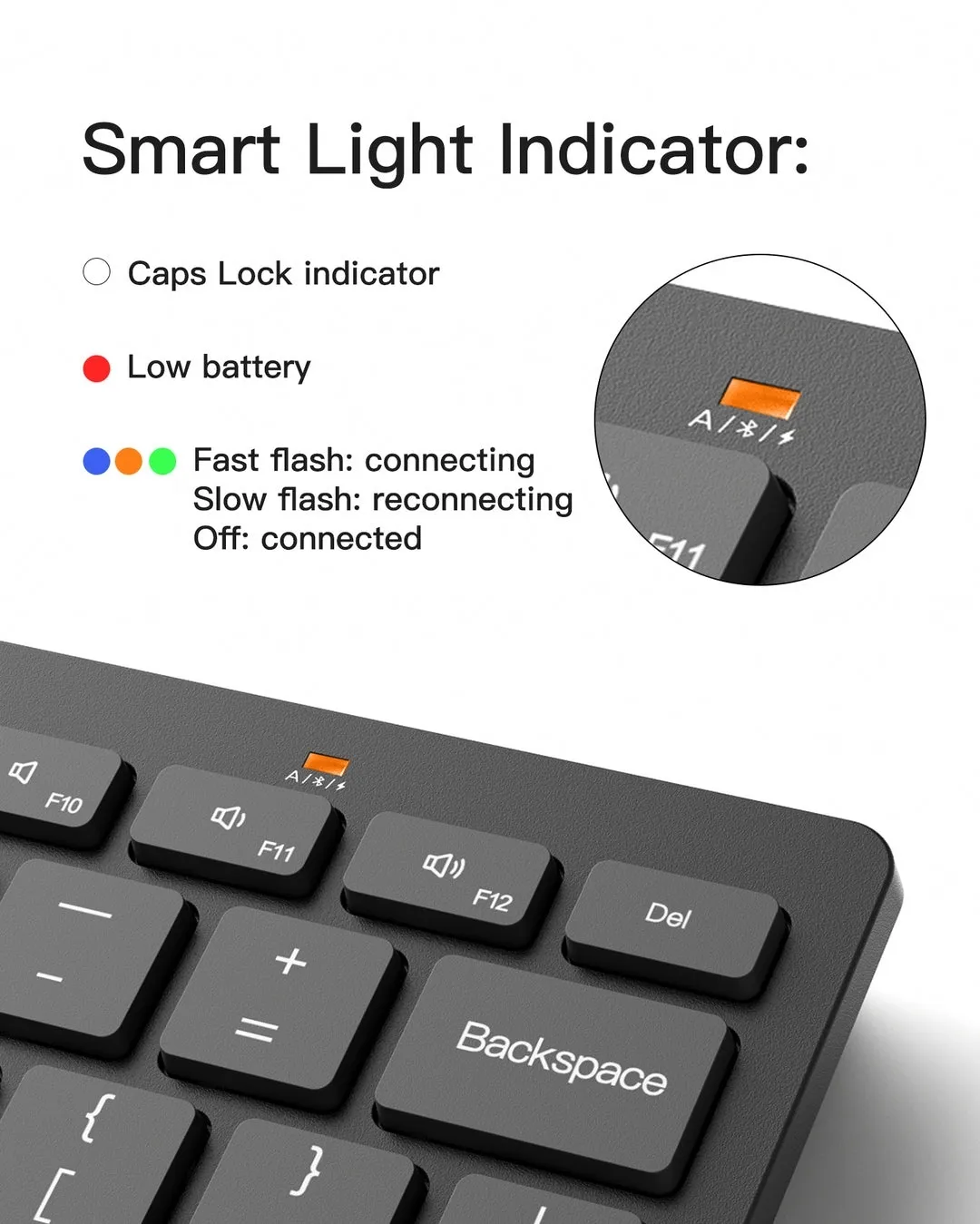 Bàn phím bluetooth không dây Inateck KB01003 màu xám, siêu mỏng gọn nhẹ, hỗ trợ kết nối 3 thiết bị.