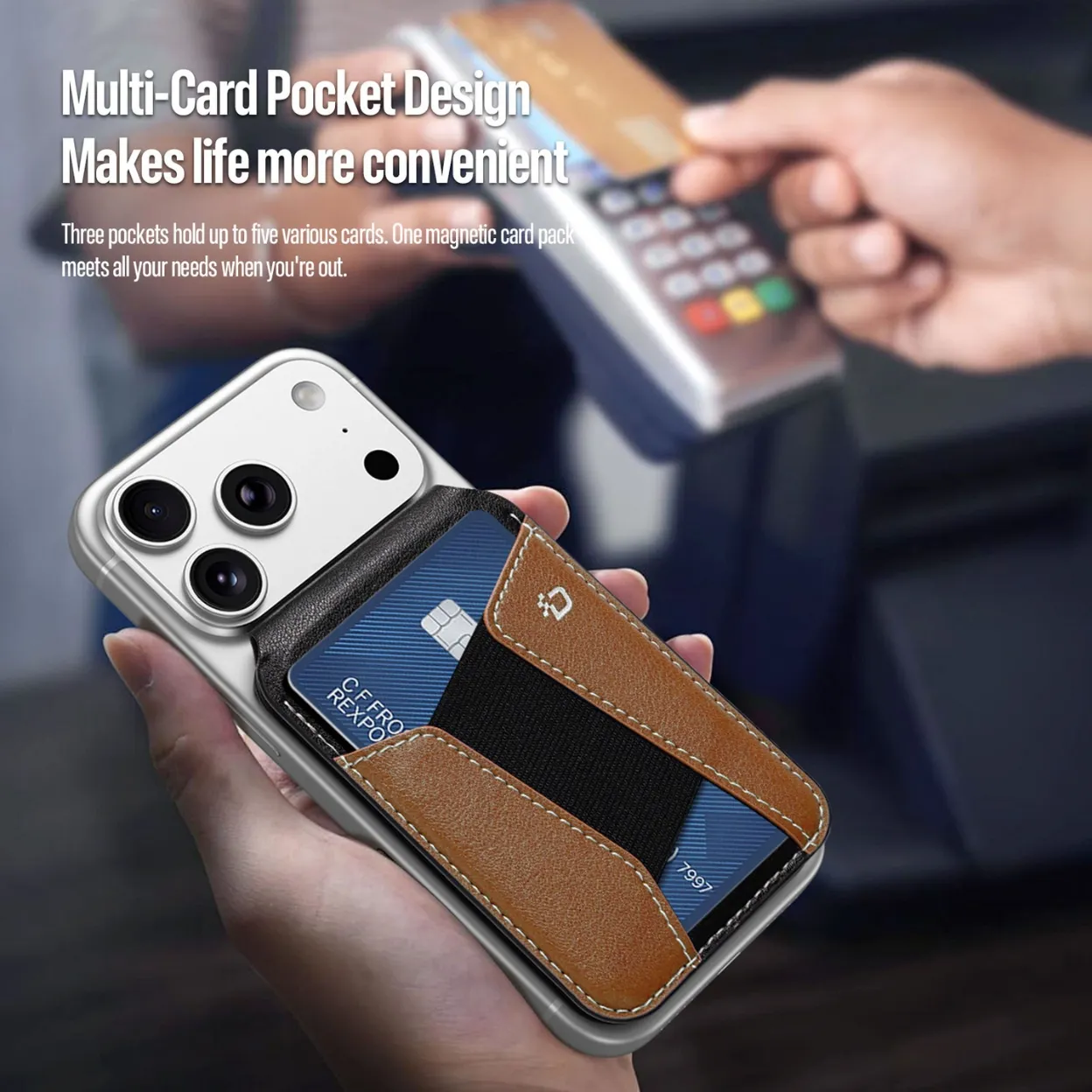 ALT ẢNH SEO: Ví từ tính DUX DUCIS KERN Series đựng thẻ chống RFID tích hợp giá đỡ điện thoại