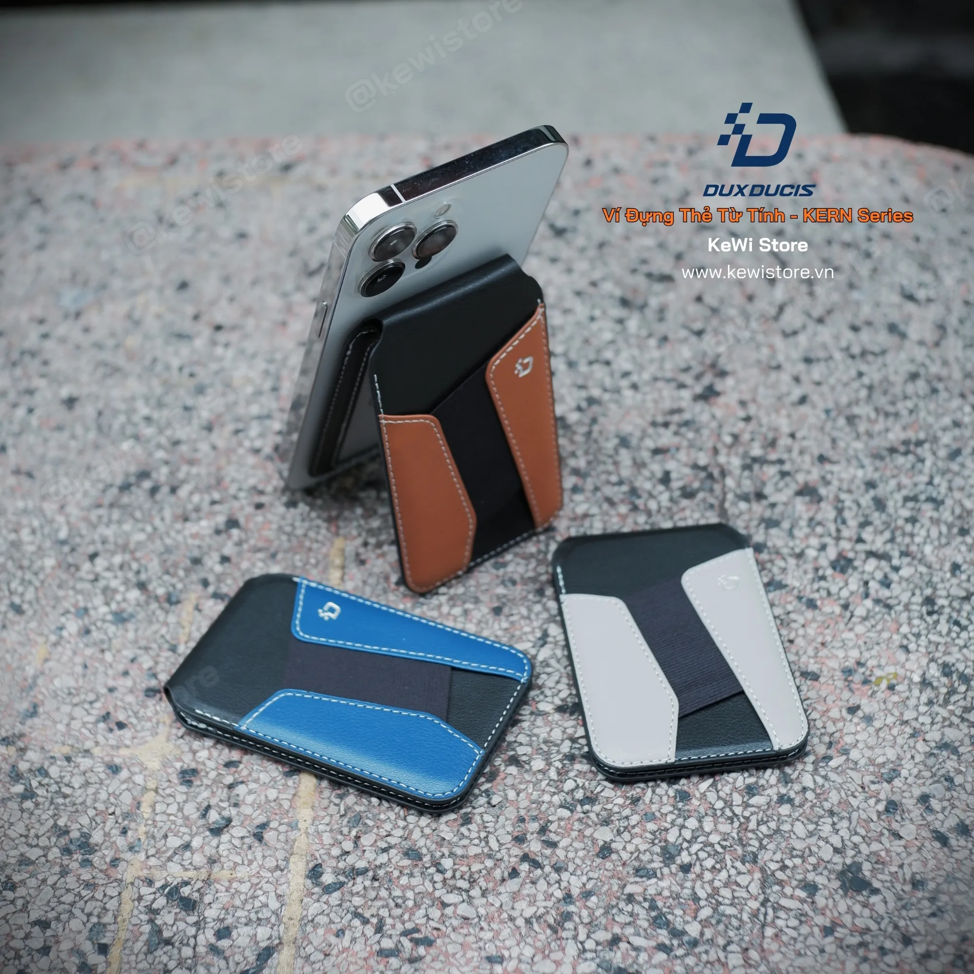 Ví từ tính DUX DUCIS KERN Series đựng thẻ chống RFID tích hợp giá đỡ điện thoại