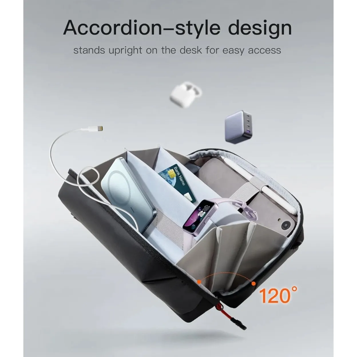 Túi đựng phụ kiện Inateck ABM35S 20 ngăn accordion kèm dây đeo tháo rời chất liệu nylon 420D