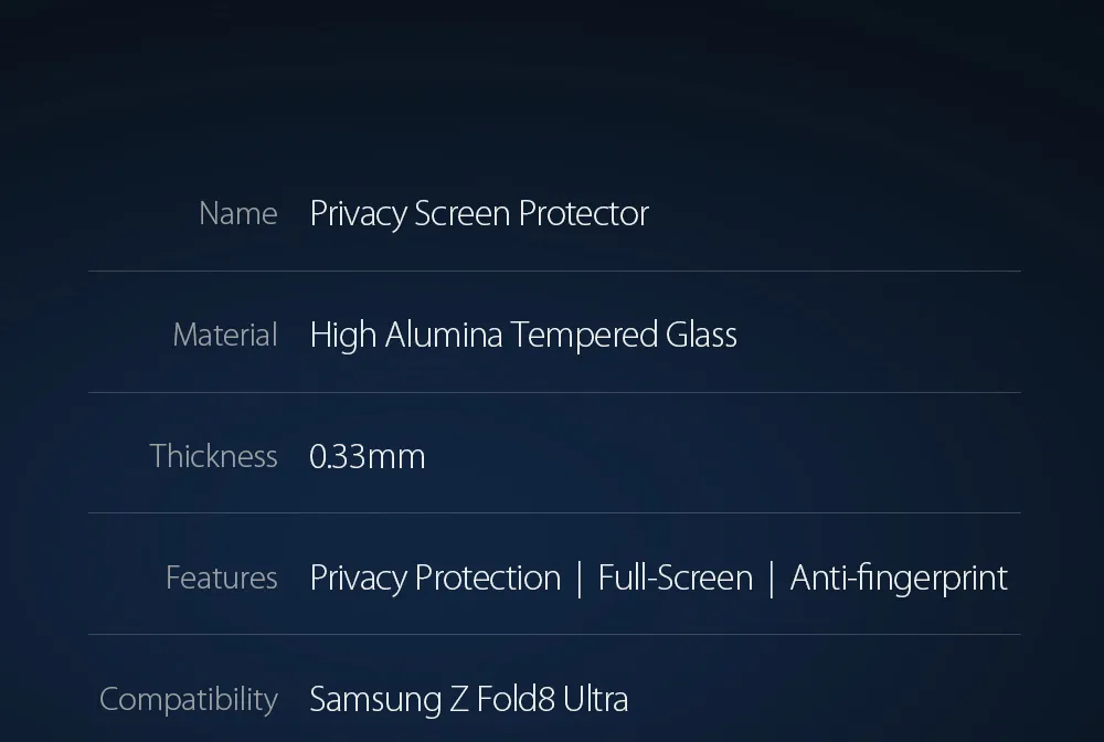 Alt ảnh: Kính chống nhìn trộm Samsung Galaxy Z Fold 8 Ultra Dux Ducis 9H