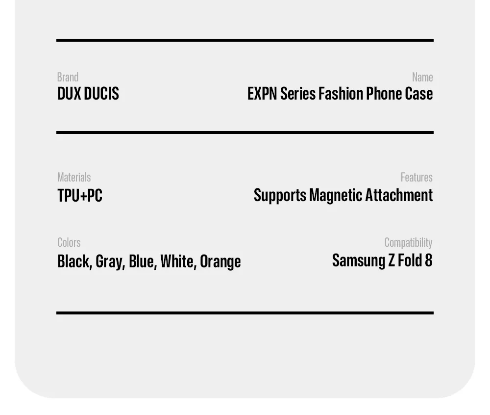 Ốp lưng Samsung Galaxy Z Fold 8 DUX DUCIS EXPN Series bảo vệ bản lề từ tính, tích hợp vòng nam châm và chất liệu TPU PC