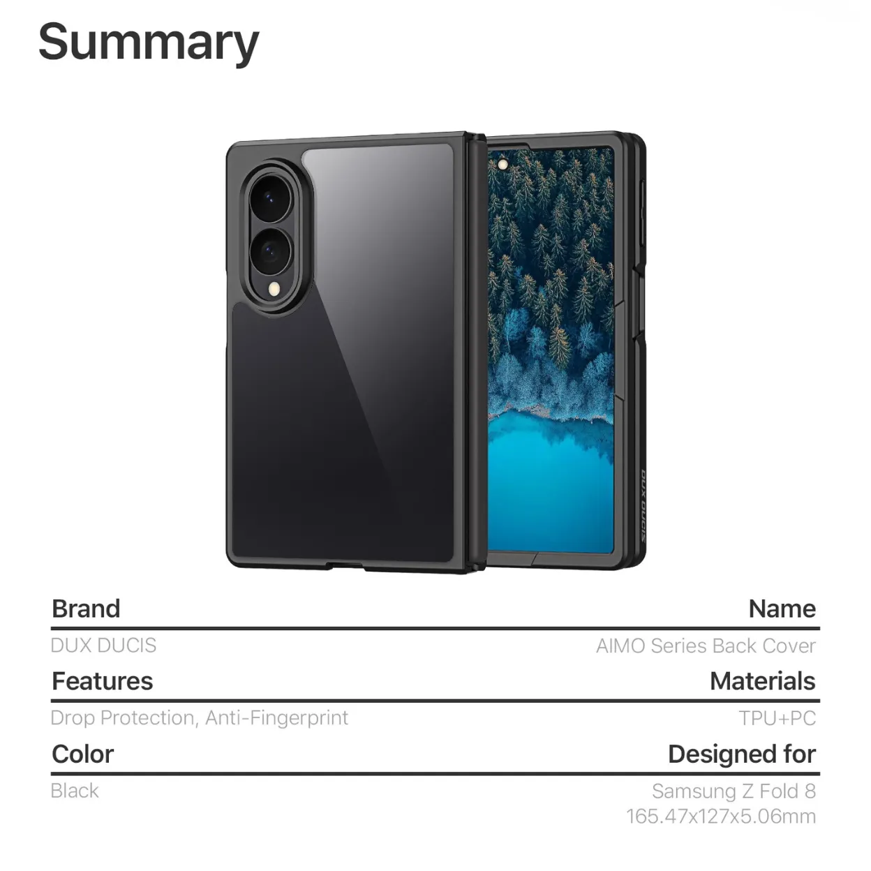 Ốp lưng Samsung Galaxy Z Fold8 DUX DUCIS AIMO Series lưng PC cứng viền TPU mềm
