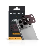 Miếng Dán Cụm Lens Camera Mageasy iPhone 18 Pro Max / 18 Pro, Kính Cường Lực 9H, Khung Nhôm Chuẩn Màu Máy